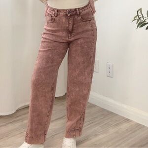 Stylish Pink Acid Wash Jeans